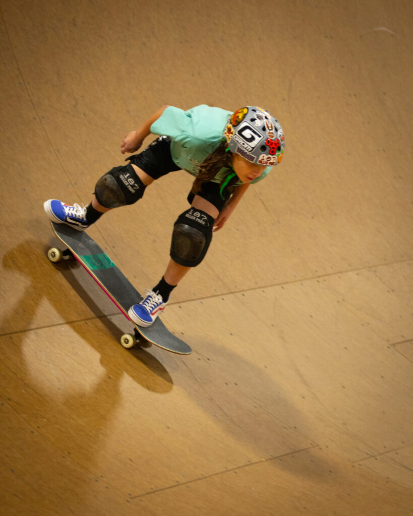 A young skater going down the vert ramp at GBASO